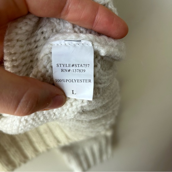 Dreamers by Debut Chunky Heart Poms Sweater Cream L - Picture 6 of 7